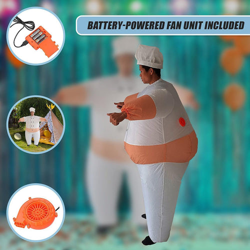 Chef Fancy Dress Inflatable Suit -Fan Operated Costume