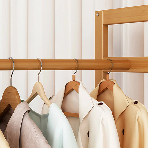 165x70cm Clothes Rack Stand with Storage Shelves – Modern Coat Tree in Wood