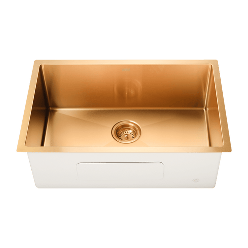 700x450mm Stainless Steel Handmade 1.5mm Sink with Waste in Gold with sand-finish Finish