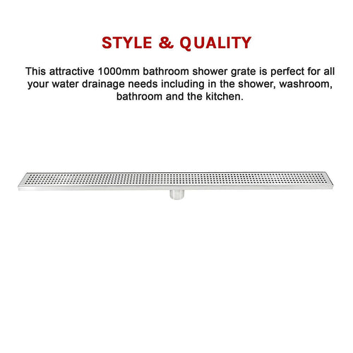 100cm Bathroom Shower Stainless Steel Grate Drain w/ Centre outlet Floor Waste