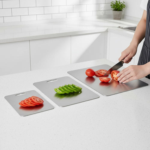 3-Piece Stainless Steel Cutting Board Set – 304SS Chopping Boards for Kitchen & Food Prep