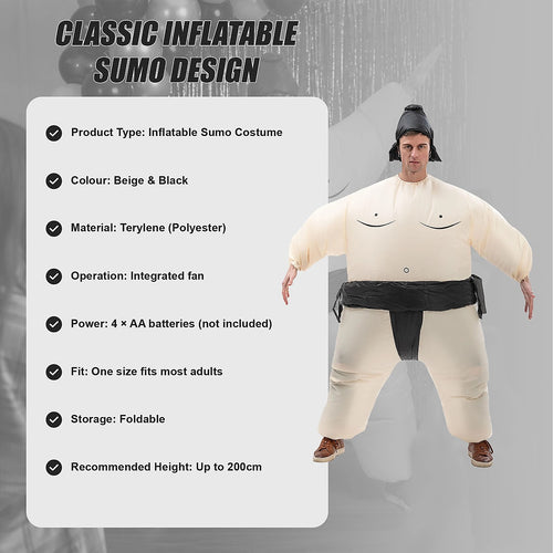 Inflatable Sumo Costume Adult Fan Operated Fancy Dress Party Suit