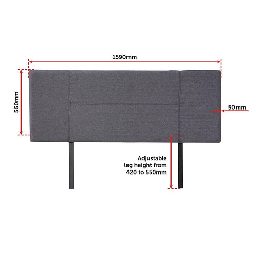 Queen Grey Linen Fabric Bed Headboard Bedhead