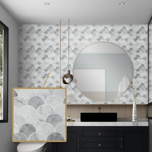 Tiles 3D Peel and Stick Wall Tile  Fish Scale Mosaic 10 Sheets