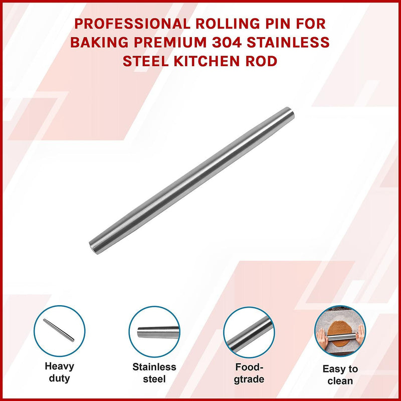Professional Rolling Pin for Baking Premium 304 Stainless Steel Kitchen ...