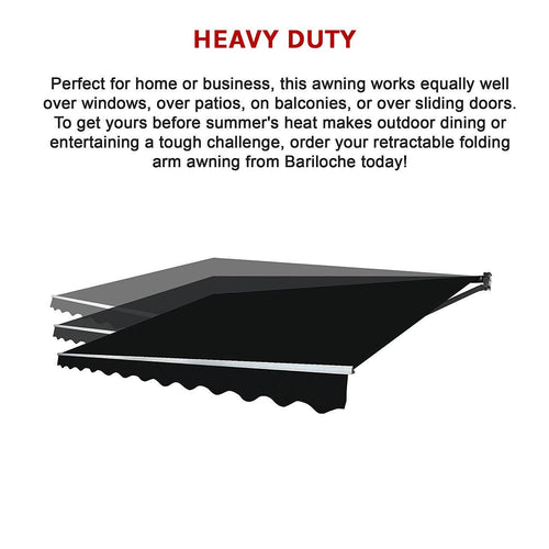 Motorised Outdoor Retractable Awning Sunshade in Black - 5x2.5m