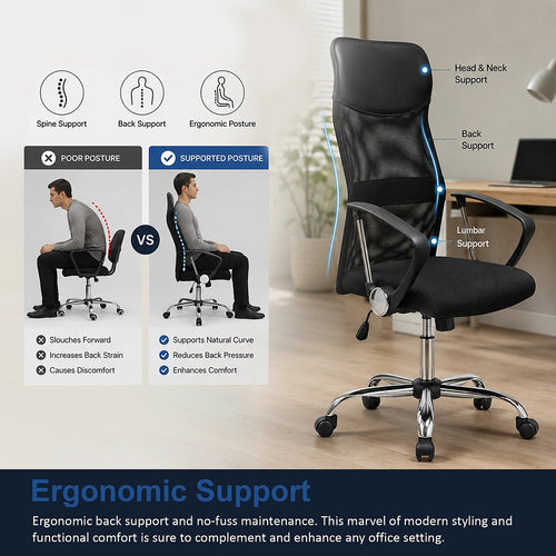 Ergonomic Mesh PU Leather Office Chair