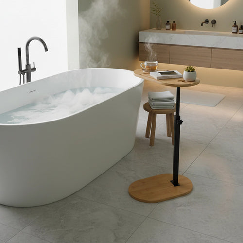 Natural Bamboo Bathtub Tray Table – Adjustable Bath Caddy