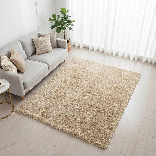 230x160cm Large Shaggy Floor Rug Area Carpet – Beige Soft Mat for Bedroom or Living Room Comfort