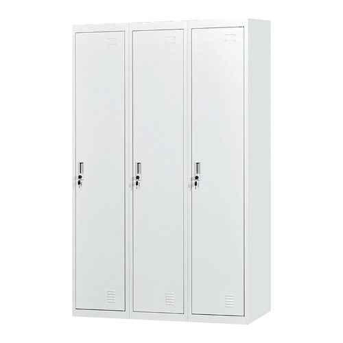 Three-Door Side by Side Storage Locker – Office, Gym & Shed Organisation Unit in Grey