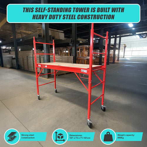 Red Mobile Safety High Scaffold / Ladder Tool - 450kg