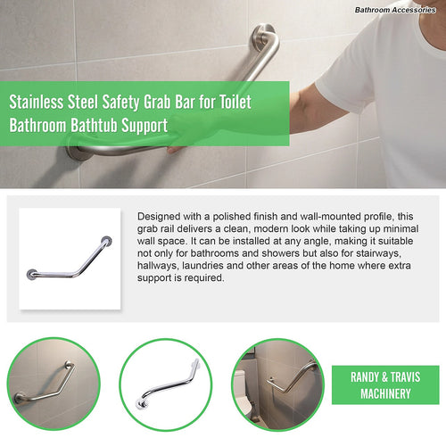 Stainless Steel Safety Grab Bar for Toilet, Bathroom & Bathtub Support