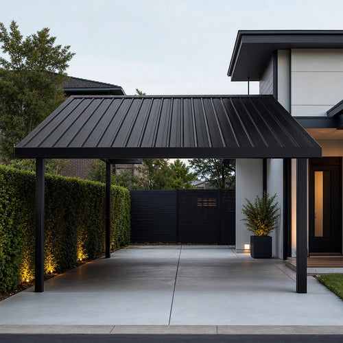 12 PCs Corrugated Roof Sheets Profile Galvanized Metal Roofing Carport Black