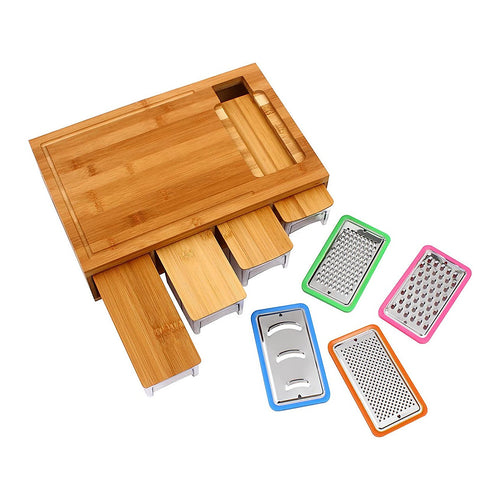 Bamboo Cutting Board Set with Graters & Containers – Food Prep Station