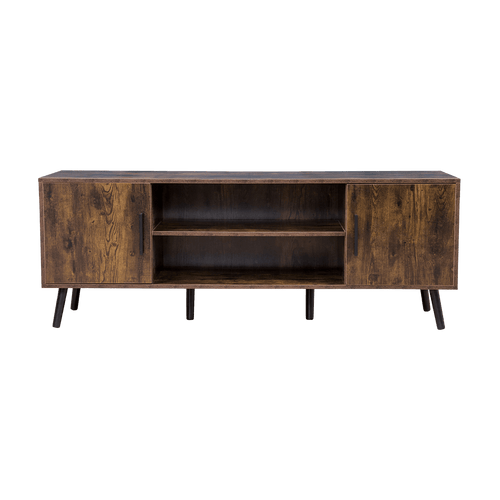 Modern TV Cabinet Entertainment Unit Stand Storage in Dark Walnut