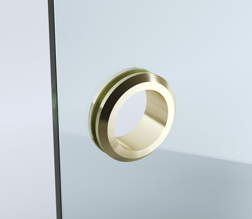 120x90cm Corner Frameless Shower Screen with Gold Brackets and Brass Hinges - Wall U-Brackets