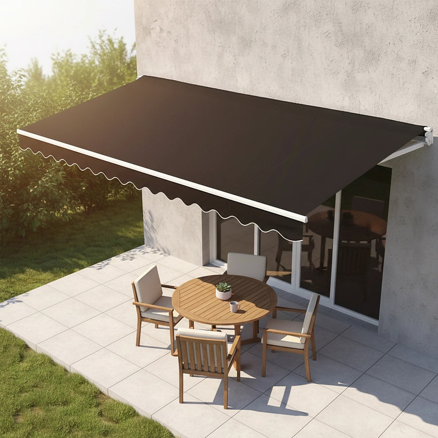 Automatic Retractable Awning 3x2.5m - Black Outdoor Wall Sunshade