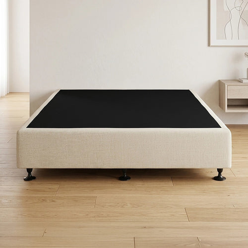 Queen Slatted Ensemble Bed Base - Sand Linen Breathable Cover