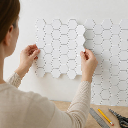 3D Peel-and-Stick Wall Tiles – White Hexagon Design, 10 Sheets