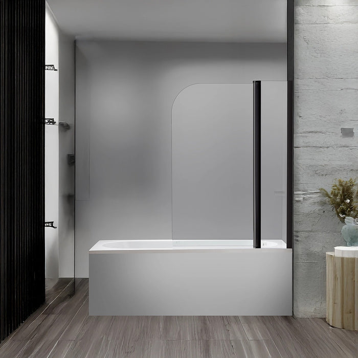 180° Black Pivot Door 6mm Safety Glass Bath Shower Screen By Della Francesca - 100 x 140cm