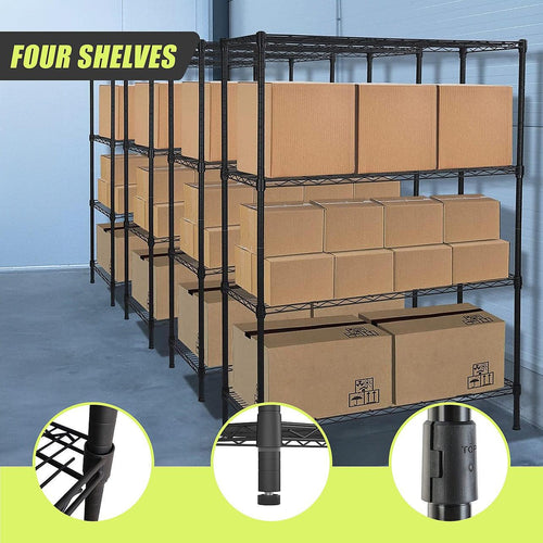 Modular Wire Storage Shelf 1500 x 450 x 1800mm Steel Shelving - Baking Black Technology