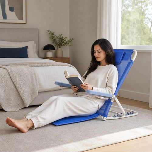Adjustable Bed Backrest Support Chair with Armrests & Headrest Foldable Bed Rest Reading Back Support 90kg