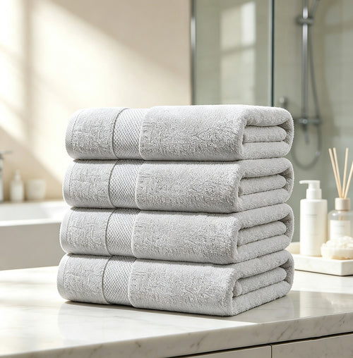 500 GSM Cotton Bath Towels 4 Pack Grey