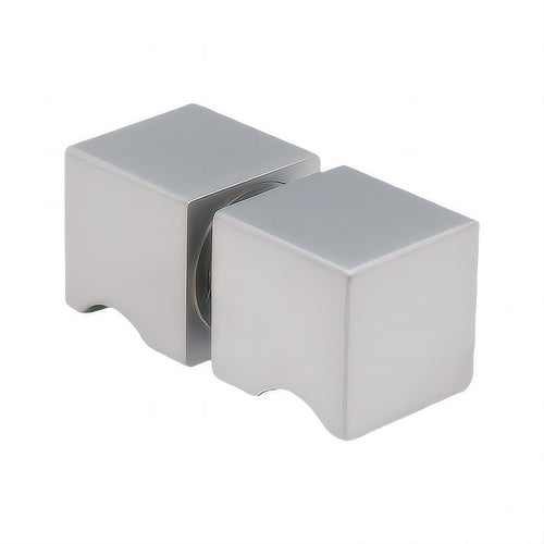 110x110cm Double Door Corner Shower Screen – Wall Channels with SS Hinges in Nickel, Square Knob Handle