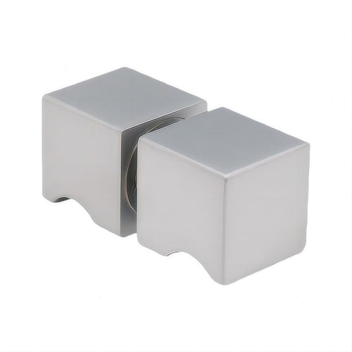 120x110cm Corner Frameless Shower Screen with Nickel Brackets and SS Hinges, Square Knob Handle