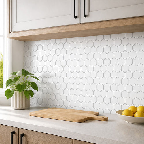 3D Peel-and-Stick Wall Tiles – White Hexagon Design, 10 Sheets