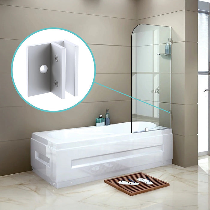 70cm Frameless Glass Bath Screen with Brackets - White