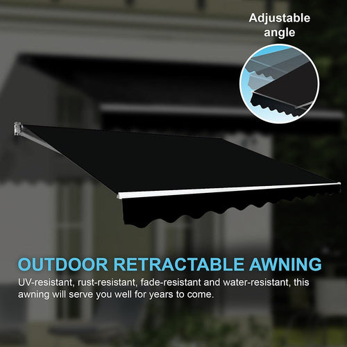 Outdoor Awning Black - 4x2.5m Retractable Sunshade