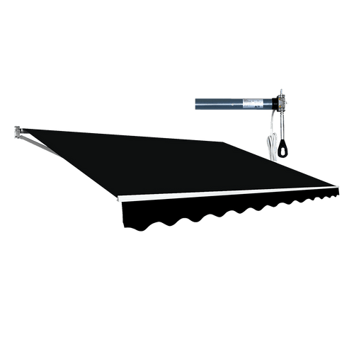 Automatic Retractable Awning 3x2.5m - Black Outdoor Wall Sunshade
