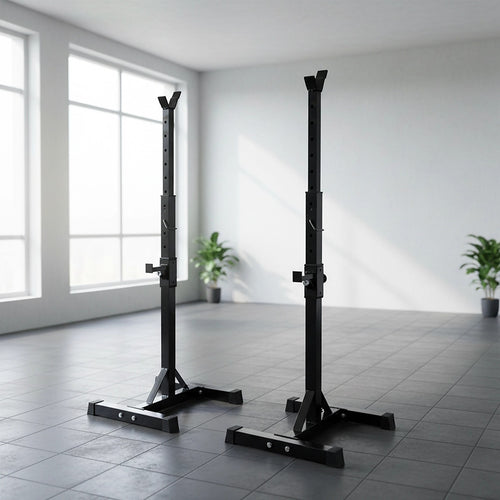 Adjustable Squat Rack Pair Steel Barbell Stands for Home Gym Bench Press