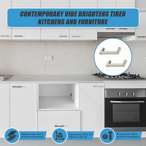 Brushed Nickel Stainless Steel Kitchen Cabinet Square Drawer Pull Door Handles 15-Pack 