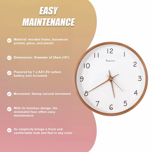 10" Clock Wooden Modern Wall Art