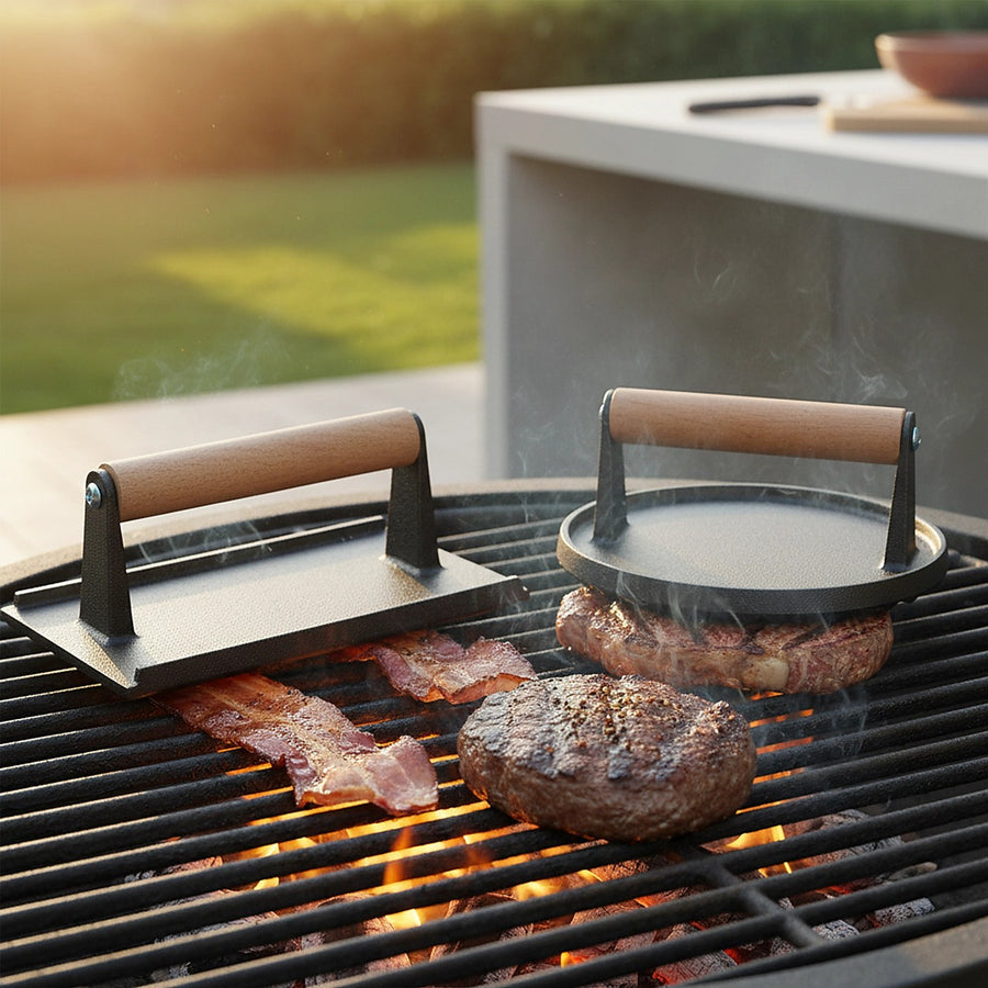 Heavy Duty BBQ Steak Press with Heat-Resistant Handle Grill Tool
