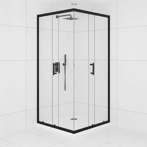 900 x 900mm Sliding Door Nano Safety Glass Shower Screen – Black Easy-Clean Design for Australian Bathrooms