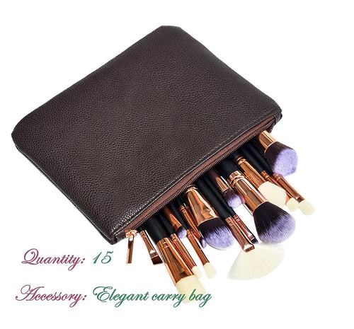15 Piece Makeup Brush Set Face Powder Eye Blending Kit