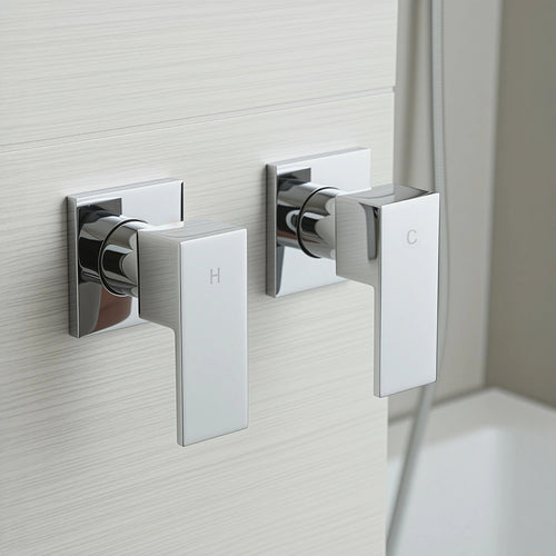 Bathroom Shower Bath Hot and Cold Square Mixer WATERMARK Certified - Chrome