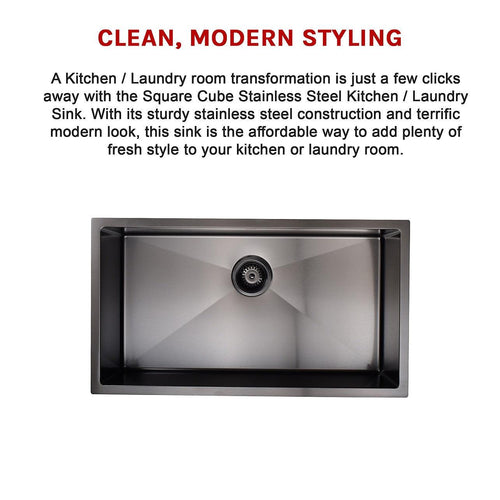 810x450mm Stainless Steel Handmade 1.5mm Sink with Waste in Black with sand finish Finish