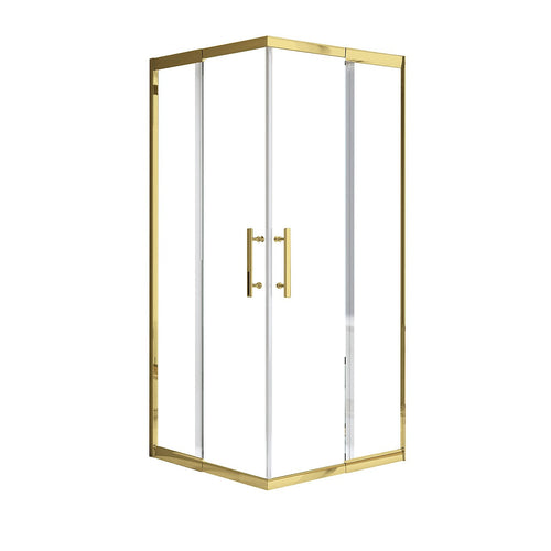 Adjustable 1100x1200mm Sliding Door Glass Shower Screen in Gold with Shower Handle Style 2 - Gold