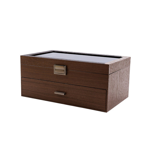 Watch Box 24 Slot Display Case with Drawer & Clear Acrylic Lid