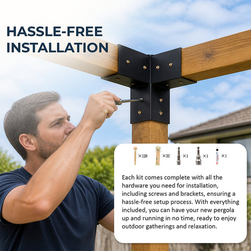 DIY Pergola Kit – Single with Coffee Screen Set with Brackets