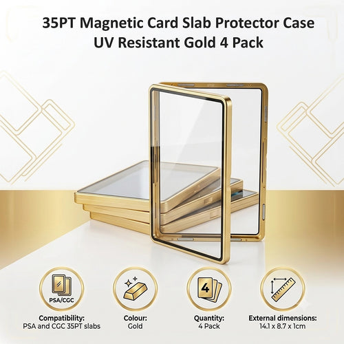 Metal Trading Card Case for PSA & CGC 35PT Slabs – Gold 4 Pack