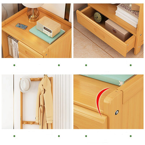 42x165cm Wooden Hall Stand with Drawer – Modern Minimalist Floor Coat Rack in Wood