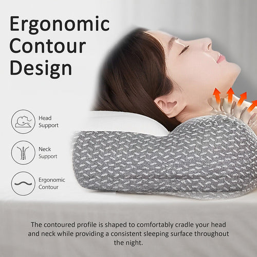 Ergonomic Contour Bed Pillow with Washable Cover & Soybean Fibre Fill