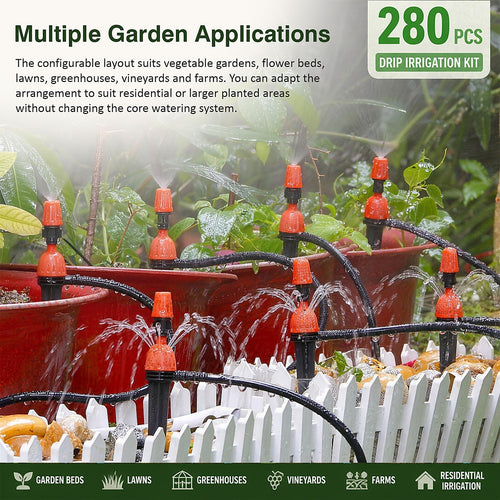 Drip Irrigation Kit – 280PCS 45M Garden Watering System Set