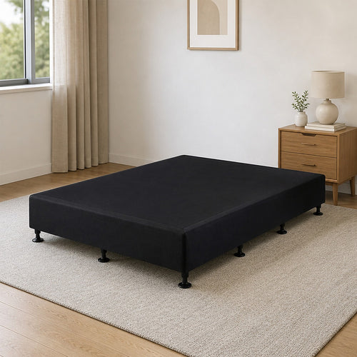 King Single Slatted Ensemble Bed Base - Black Linen Breathable Cover