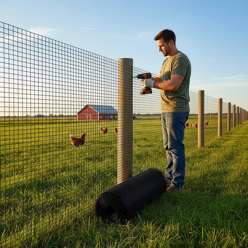 30m Black Chicken Wire Mesh Roll – Heavy Duty Aviary Netting & Garden Fencing for Poultry